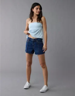 AE Strigid Super High-Waisted Relaxed Denim Short Dark Indigo