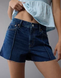 AE Strigid Super High-Waisted Relaxed Denim Short Dark Indigo -American Eagle Fashion 1334 8138 738 os