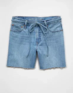 AE 6" Strigid Super High-Waisted Relaxed Denim Short Medium Tinted Indigo -American Eagle Fashion 1335 8146 471 f