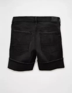 AE 6" Strigid Super High-Waisted Relaxed Denim Short Black Blaze -American Eagle Fashion 1335 8149 045 b