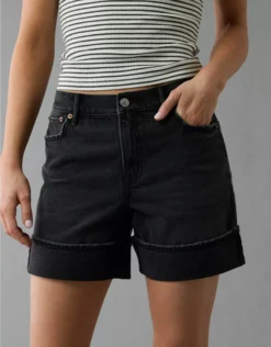 AE 6" Strigid Super High-Waisted Relaxed Denim Short Black Blaze