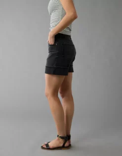 AE 6" Strigid Super High-Waisted Relaxed Denim Short Black Blaze -American Eagle Fashion 1335 8149 045 os