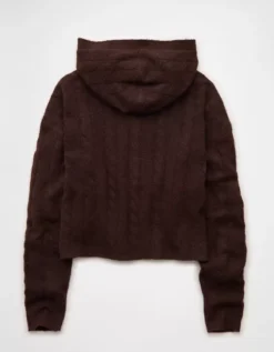 AE Whoa So Soft Cropped Zip-Up Hoodie Brown -American Eagle Fashion 1340 1628 200 b