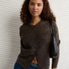 AE Knit Lace Cardigan Brown