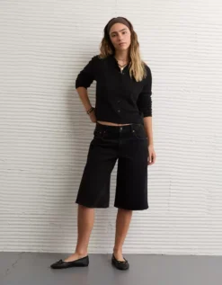 AE Whoa So Soft Button-Front Cardigan Black -American Eagle Fashion 1341 1540 001 os