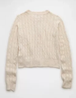 AE Whoa So Soft Button-Front Cardigan Cream -American Eagle Fashion 1341 1540 106 b