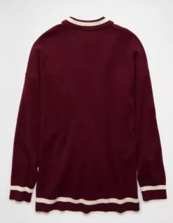 AE Oversized Polo Sweater Wineberry -American Eagle Fashion 1341 1560 902 b