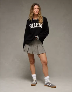 AE Oversized V-Neck Halloween Graphic Sweater Black