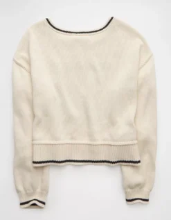 AE Boatneck Graphic Sweater Cream -American Eagle Fashion 1341 1586 106 b