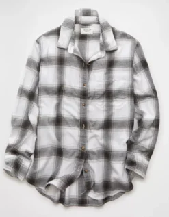 AE Oversized Flannel Shirt Black -American Eagle Fashion 1354 6606 001 f