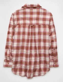 AE Oversized Flannel Shirt Burgundy -American Eagle Fashion 1354 6606 613 b