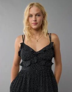 AE Ruffle Wide-Leg Jumpsuit White -American Eagle Fashion 1396 8119 100 d2