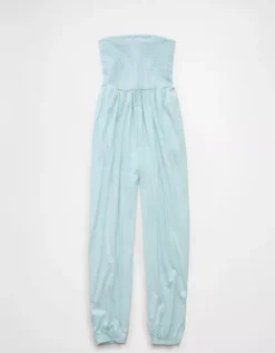 AE Sunchaser Knit Smocked Tube Jumpsuit Blue -American Eagle Fashion 1396 8222 400 f