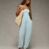 AE Sunchaser Knit Smocked Tube Jumpsuit Blue