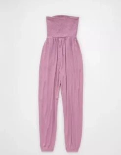 AE Sunchaser Knit Smocked Tube Jumpsuit Purple -American Eagle Fashion 1396 8222 500 b