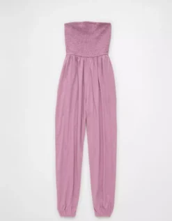 AE Sunchaser Knit Smocked Tube Jumpsuit Purple -American Eagle Fashion 1396 8222 500 f