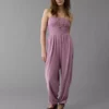 AE Sunchaser Knit Smocked Tube Jumpsuit Purple