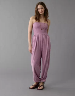 AE Sunchaser Knit Smocked Tube Jumpsuit Purple