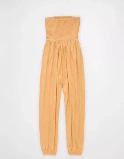 AE Sunchaser Knit Smocked Tube Jumpsuit Orange -American Eagle Fashion 1396 8222 800 b