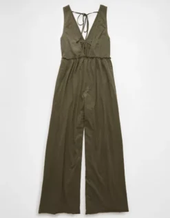 AE Sunchaser Knit V-Neck Jumpsuit Olive -American Eagle Fashion 1396 8225 309 b