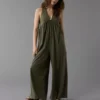 AE Sunchaser Knit V-Neck Jumpsuit Olive