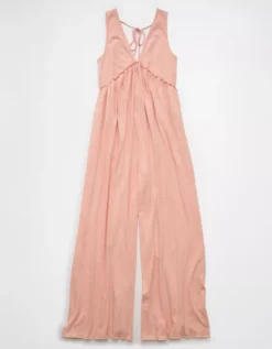 AE Sunchaser Knit V-Neck Jumpsuit Peach -American Eagle Fashion 1396 8225 823 f