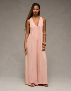 AE Sunchaser Knit V-Neck Jumpsuit Peach
