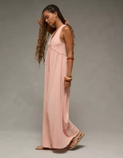 AE Sunchaser Knit V-Neck Jumpsuit Peach -American Eagle Fashion 1396 8225 823 os