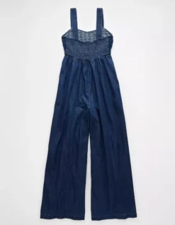 AE Smocked Sweetheart Jumpsuit Navy -American Eagle Fashion 1396 8340 410 b