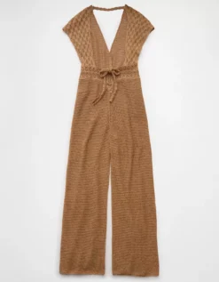 AE Crochet Jumpsuit Brown -American Eagle Fashion 1396 8362 200 b