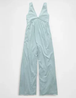 AE Sunchaser Knit V-Neck Jumpsuit Light Blue -American Eagle Fashion 1396 8571 401 f