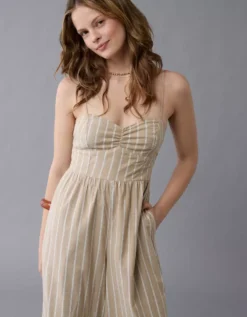 AE Catie Corset Jumpsuit Tan -American Eagle Fashion 1396 8593 207 os