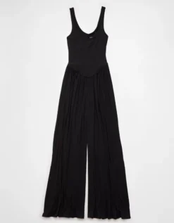 AE Soft & Sexy Seamed Corset Jumpsuit Black -American Eagle Fashion 1396 8705 001 f