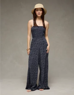 AE Sunchaser Knit Babydoll Jumpsuit Navy