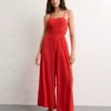 AE Sunchaser Knit Babydoll Jumpsuit Red