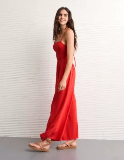 AE Sunchaser Knit Babydoll Jumpsuit Red -American Eagle Fashion 1396 9164 600 os