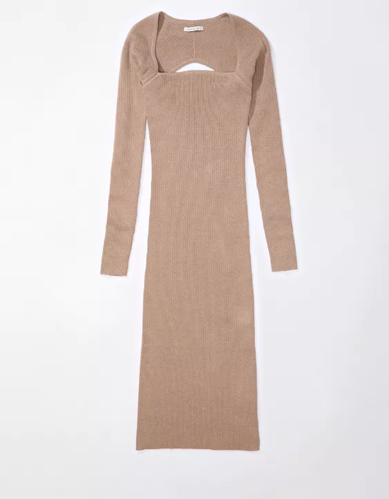 AE Long-Sleeve Square Neck Sweater Dress 3 AE Long-Sleeve Square Neck Sweater Dress - Image 3