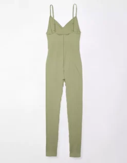 AE Seamless Knit Rib Jumpsuit Olive -American Eagle Fashion 1399 7441 309 b