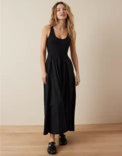 AE Woven Knit Midi Dress Black