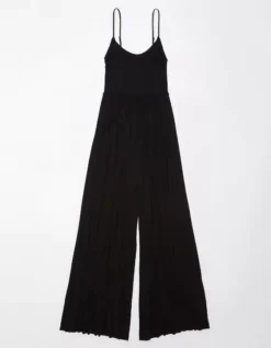AE Soft And Sexy Wide-Leg Jumpsuit Black -American Eagle Fashion 1399 7616 001 b