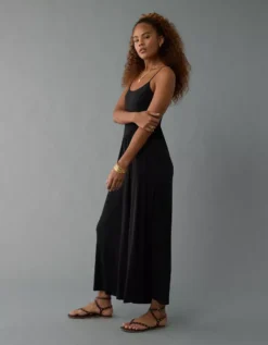 AE Soft And Sexy Wide-Leg Jumpsuit Black -American Eagle Fashion 1399 7616 001 os