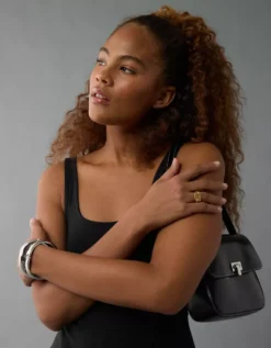 AE Knit Fit & Flare Mini Skort Dress Black -American Eagle Fashion 1399 7791 001 d2