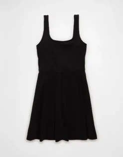 AE Knit Fit & Flare Mini Skort Dress Black -American Eagle Fashion 1399 7791 001 f