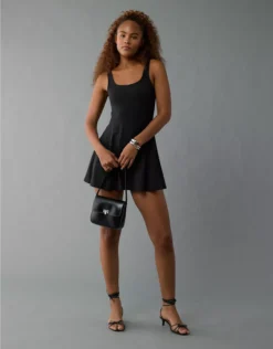 AE Knit Fit & Flare Mini Skort Dress Black