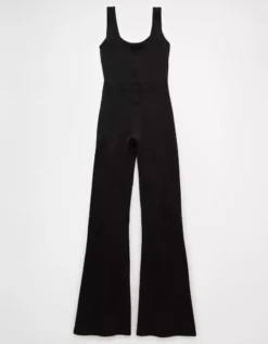 AE Scoop Neck Flare Leg Jumpsuit Black -American Eagle Fashion 1399 7985 001 b