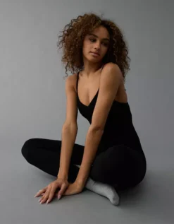 AE Seamless Cinch Front Jumpsuit Black -American Eagle Fashion 1399 8103 001 d2