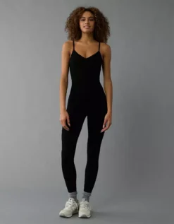 AE Seamless Cinch Front Jumpsuit Black -American Eagle Fashion 1399 8103 001 os