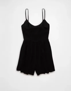 AE Ruched Bodice Corset Romper Black -American Eagle Fashion 1399 8133 001 b