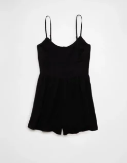 AE Ruched Bodice Corset Romper Black -American Eagle Fashion 1399 8133 001 f