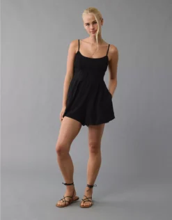 AE Ruched Bodice Corset Romper Black